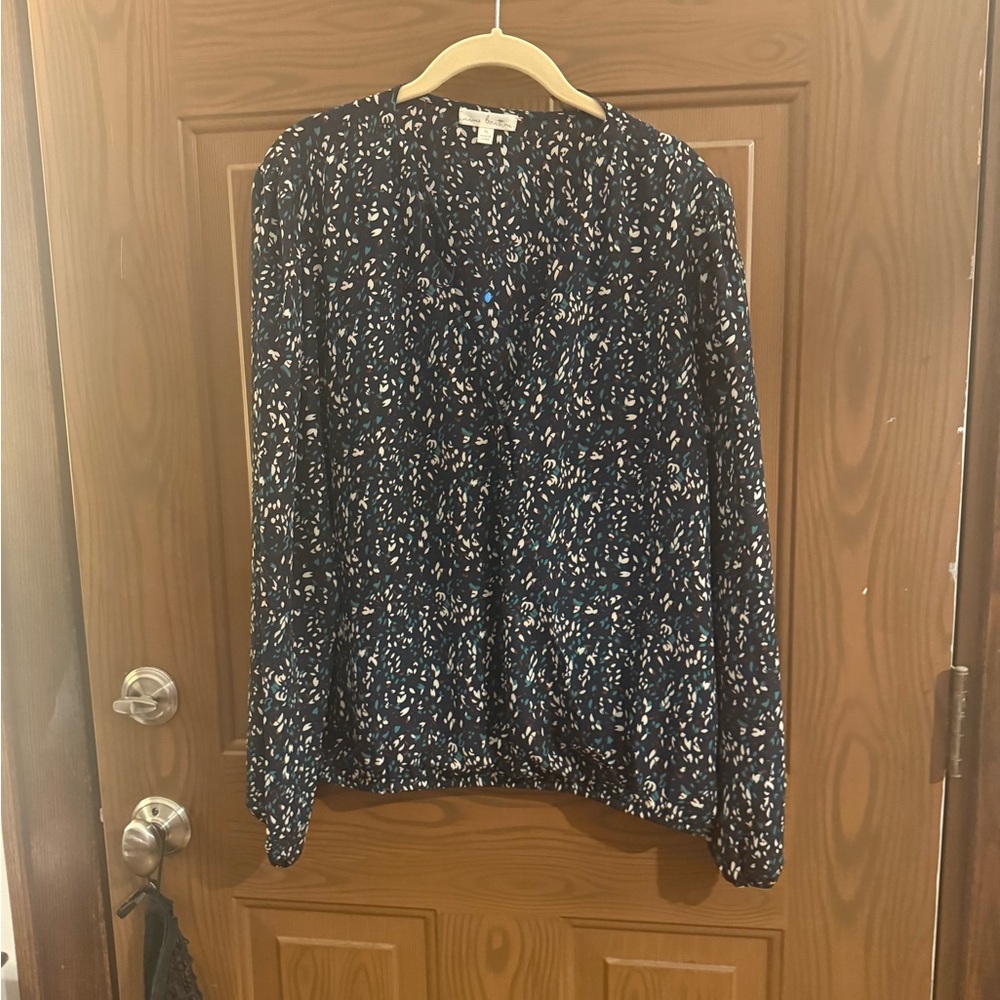 Nine Britton Navy and White Patterned Blouse